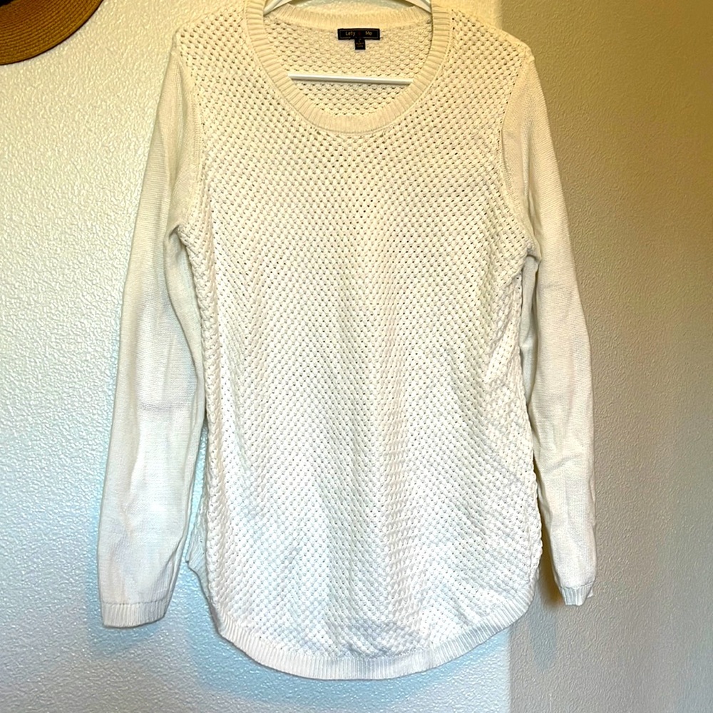 Lety & Me Woven Elbow patch sweater